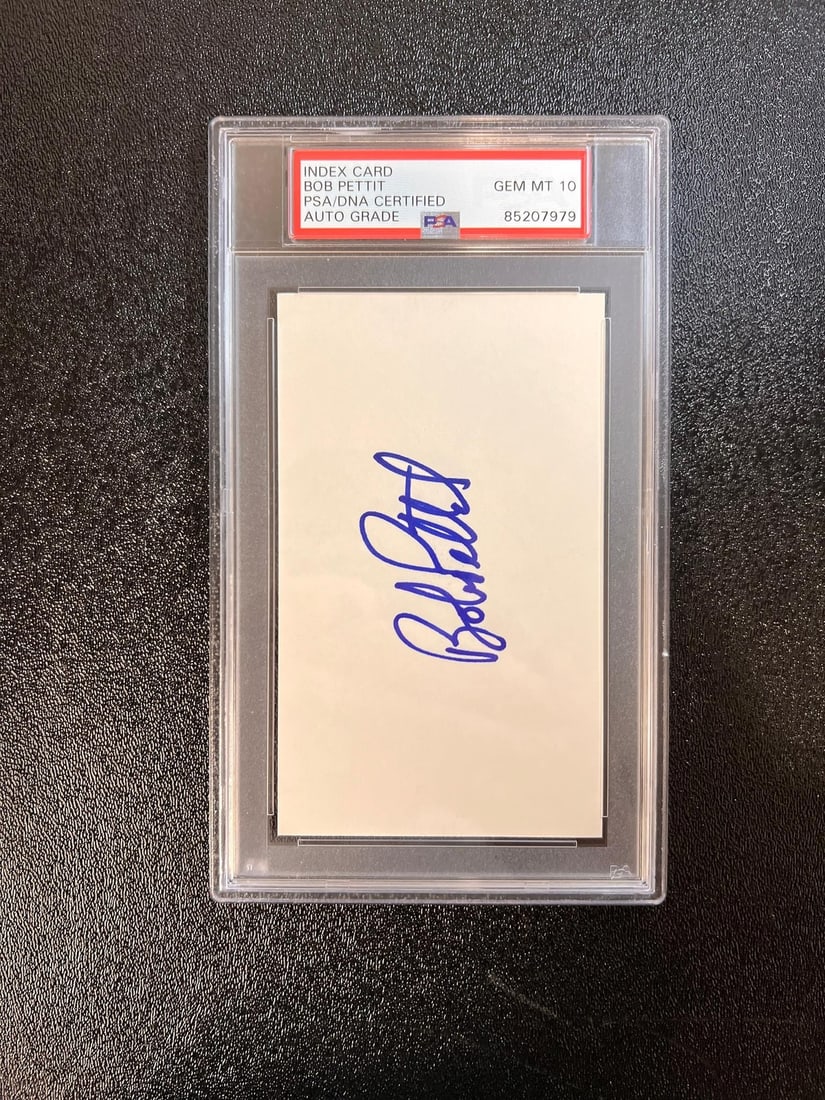 Bob Pettit Signed Cut Auto PSA 10 Authentic Hawks (1 of 2)