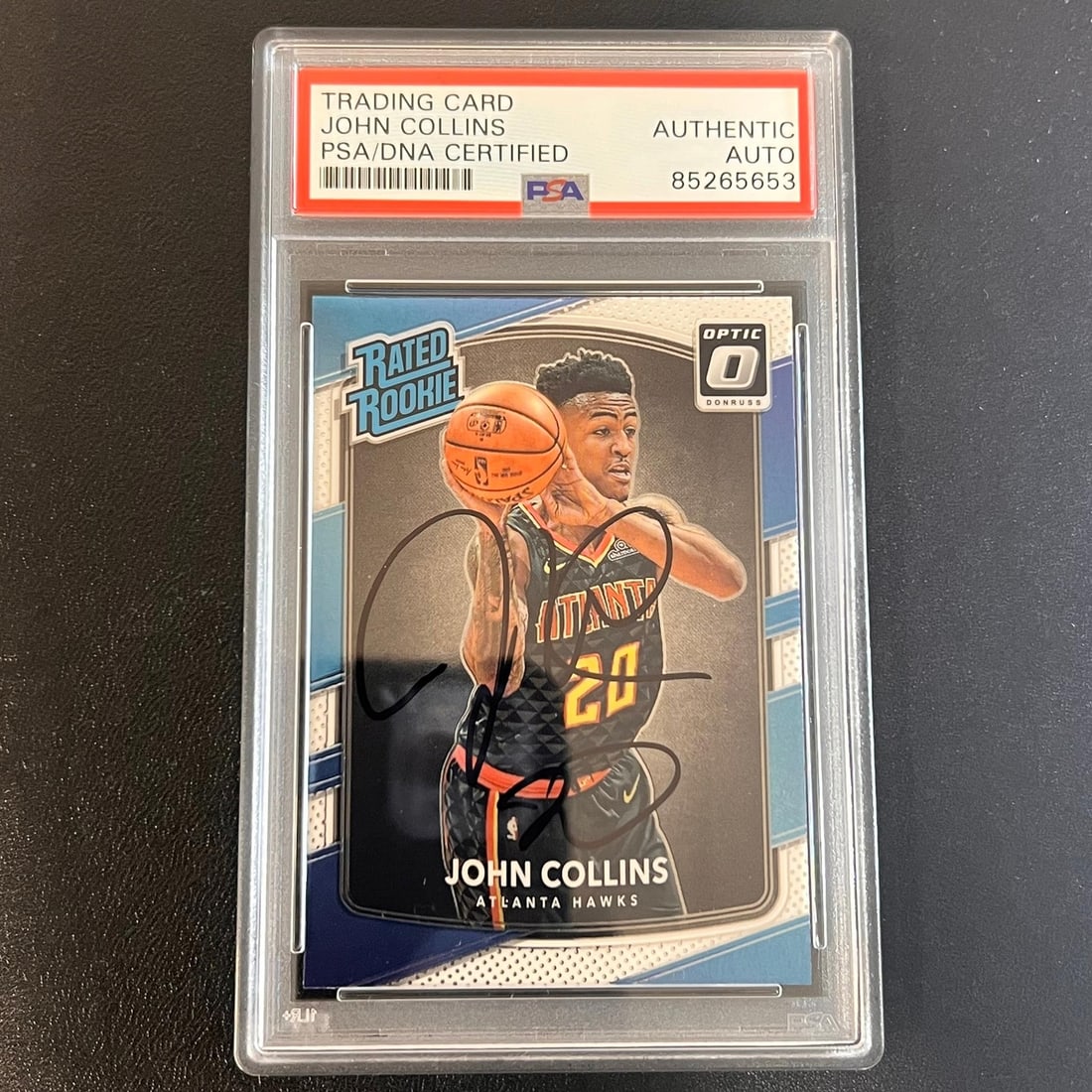 2017-18 Donruss Rated Rookie #182 John Collins Signed Card PSA/DNA: 2017-18 Donruss Rated Rookie #182 John Collins Signed Card PSA/DNA This item features a 2017-18 Donruss Rated Rookie #182 card, showcasing the signature of John Collins, a talented player from the Atl