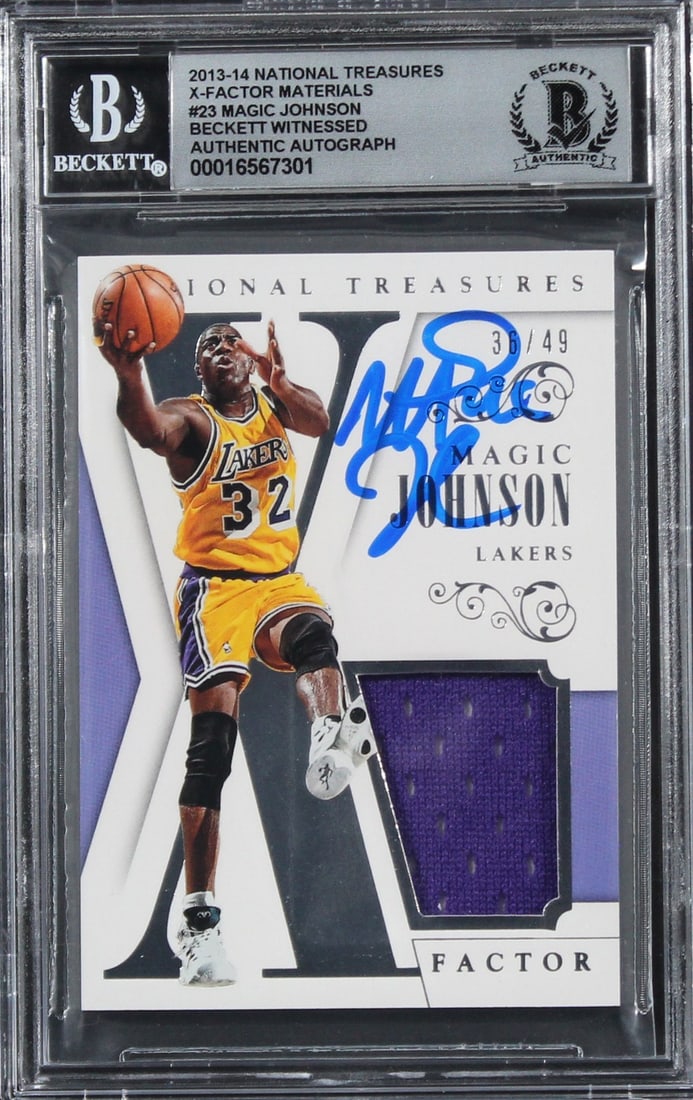 Magic Johnson Signed 2013 NT X-Factor #23 #36/49 Card Gem Mint 10 Beckett (1 of 2)