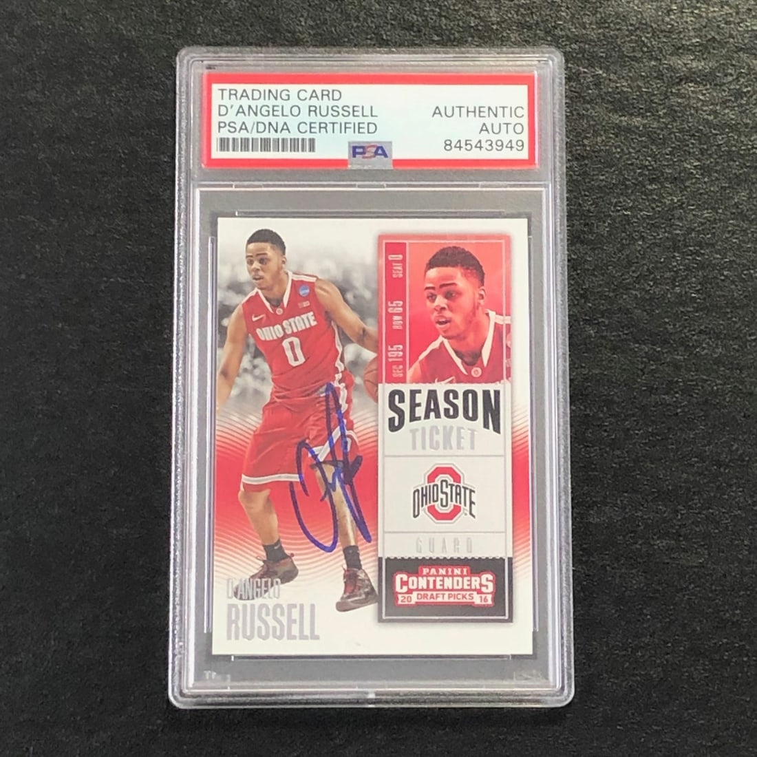 2016 D'Angelo Russell Signed Contenders Draft Picks Card PSA/DNA (1 of 2)