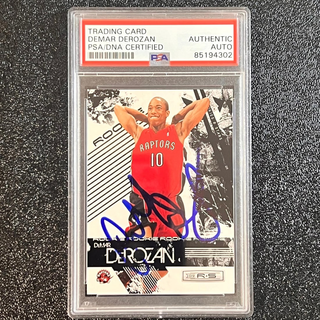 DeMar DeRozan PSA Autographed 2009 Panini Rookie Stars Card 127 Raptors: DeMar DeRozan PSA Autographed 2009 Panini Rookie Stars Card 127 Raptors This is a 2009 Panini Rookie Stars #127 sports trading card featuring DeMar DeRozan of the Toronto Raptors. The card is signed b