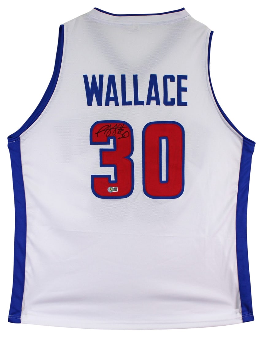 Detroit Pistons White Jersey Signed by Rasheed Wallace BAS Witnessed (1 of 2)