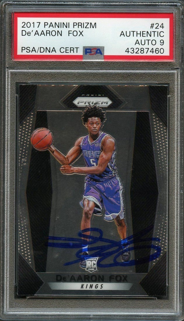 PSA 9 De'Aaron Fox autographed rookie card Panini Prizm #24 (1 of 2)