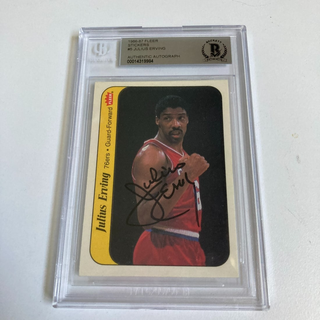 Julius Erving Dr. J Autographed 1986-87 Fleer Sticker Card BGS Graded (1 of 3)
