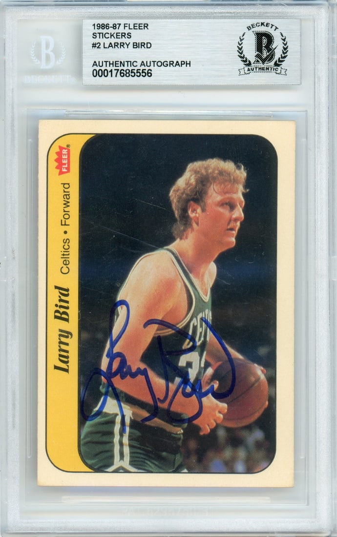 Larry Bird 1986 Fleer Sticker Card BGS Autograph Boston Celtics (1 of 2)