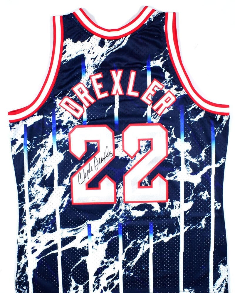 Houston Rockets Clyde Drexler autographed Mitchell Ness Swingman jersey JSA (1 of 6)