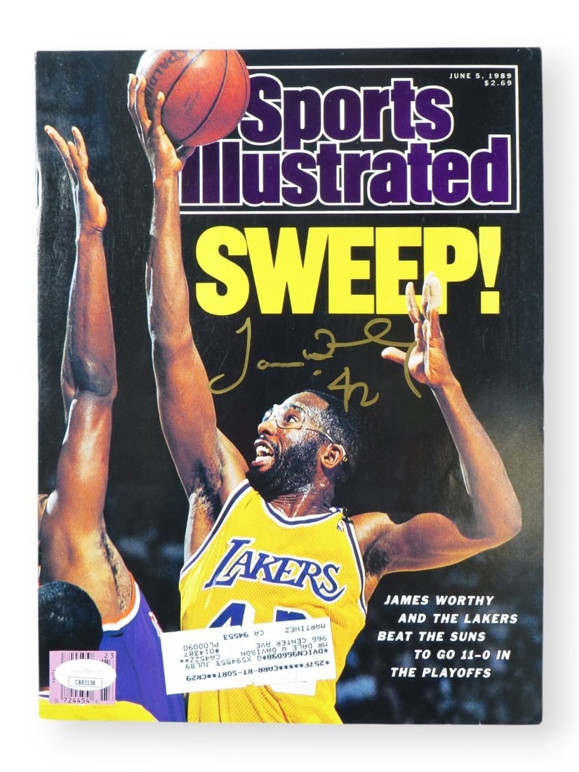 James Worthy Autographed Sports Illustrated Magazine 1989 JSA Authentication (1 of 3)