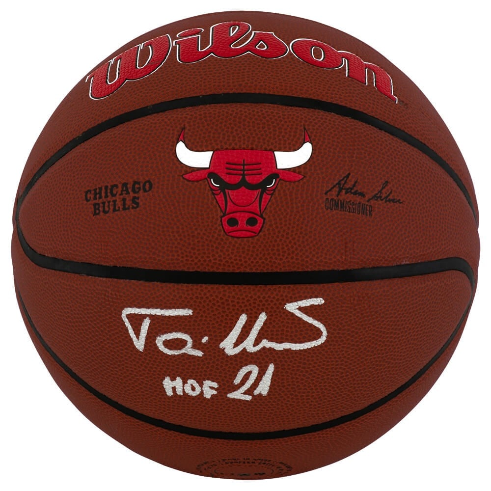 Toni Kukoc Autographed Wilson Alliance Basketball Bulls Logo Inscribed HOF 21 COA (1 of 1)