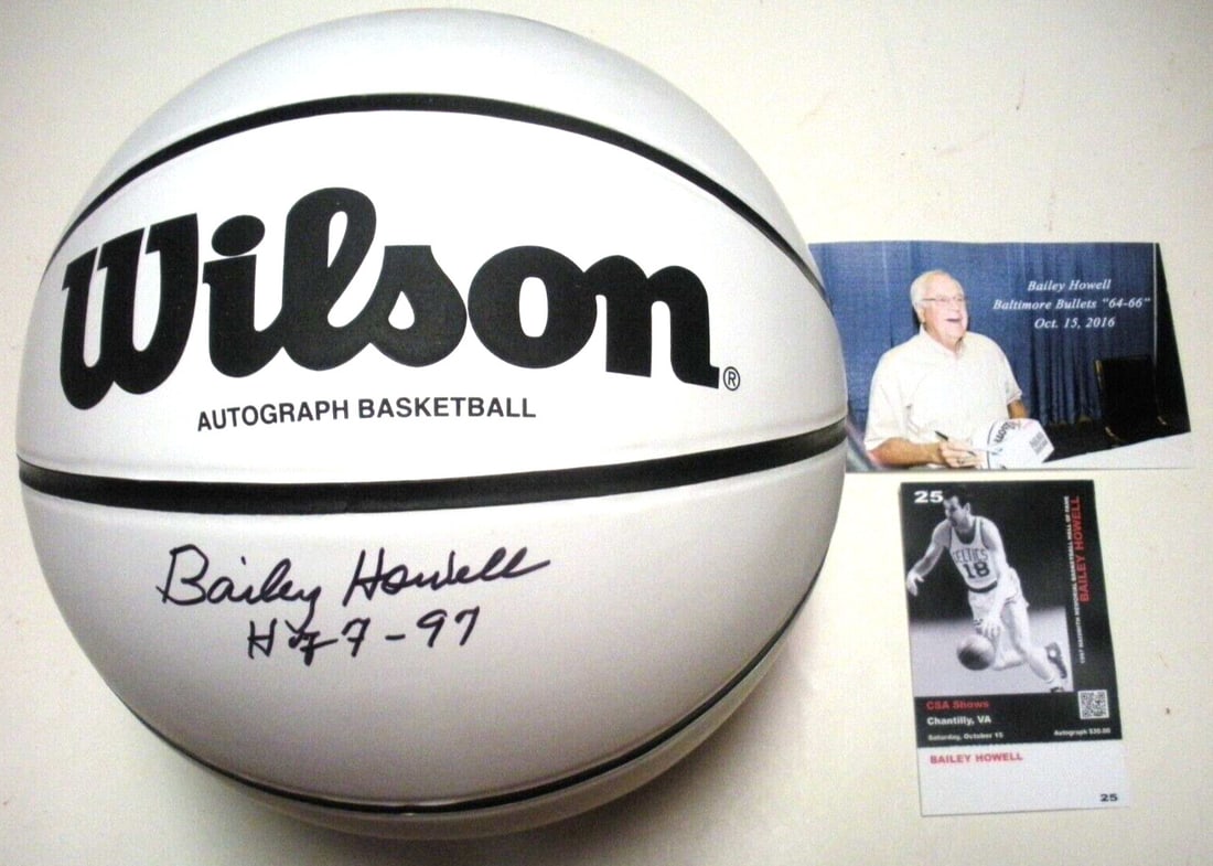 Bailey Howell Signed Original Basketball with COA Boston Celtics Hall of Fame 1997 (1 of 2)