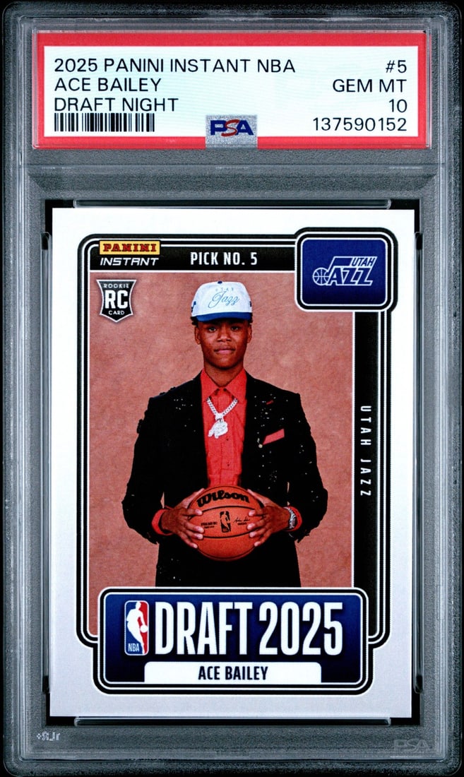 Ace Bailey 2025 Panini Instant Rookie Basketball Card PSA 10 Utah Jazz (1 of 2)