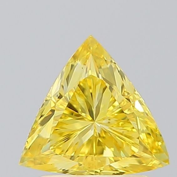 Loose Diamond - TRIANGULAR 1.04ct Fancy Vivid Yellow VS1: Loose Diamond - TRIANGULAR 1.04ct Fancy Vivid Yellow VS1 Source: This is a real non-mined Diamond that has been grown in a lab Shape: TRIANGULAR Carats: 1.04 Color: Fancy Vivid Yellow Certification: I