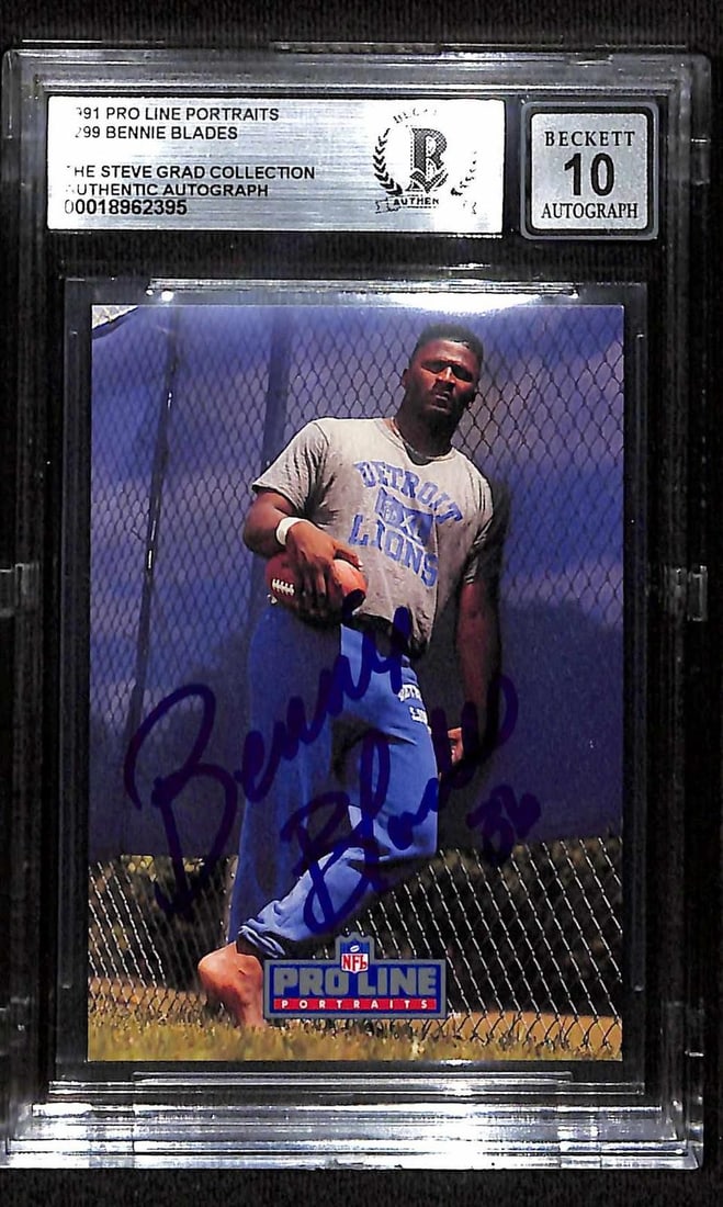 1991 Pro Line Portraits Bennie Blades football card Beckett Auto 10 (1 of 1)