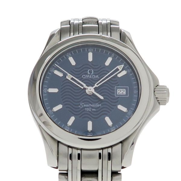 Omega Seamaster 120 Quartz Stainless Steel 27mm Ladies Watch 2581.81: Omega Seamaster 120 Quartz Stainless Steel 27mm Ladies Watch 2581.81 This OMEGA Seamaster 120 women's watch features a 27mm stainless steel case and a blue dial with a subtle wave pattern, characteris