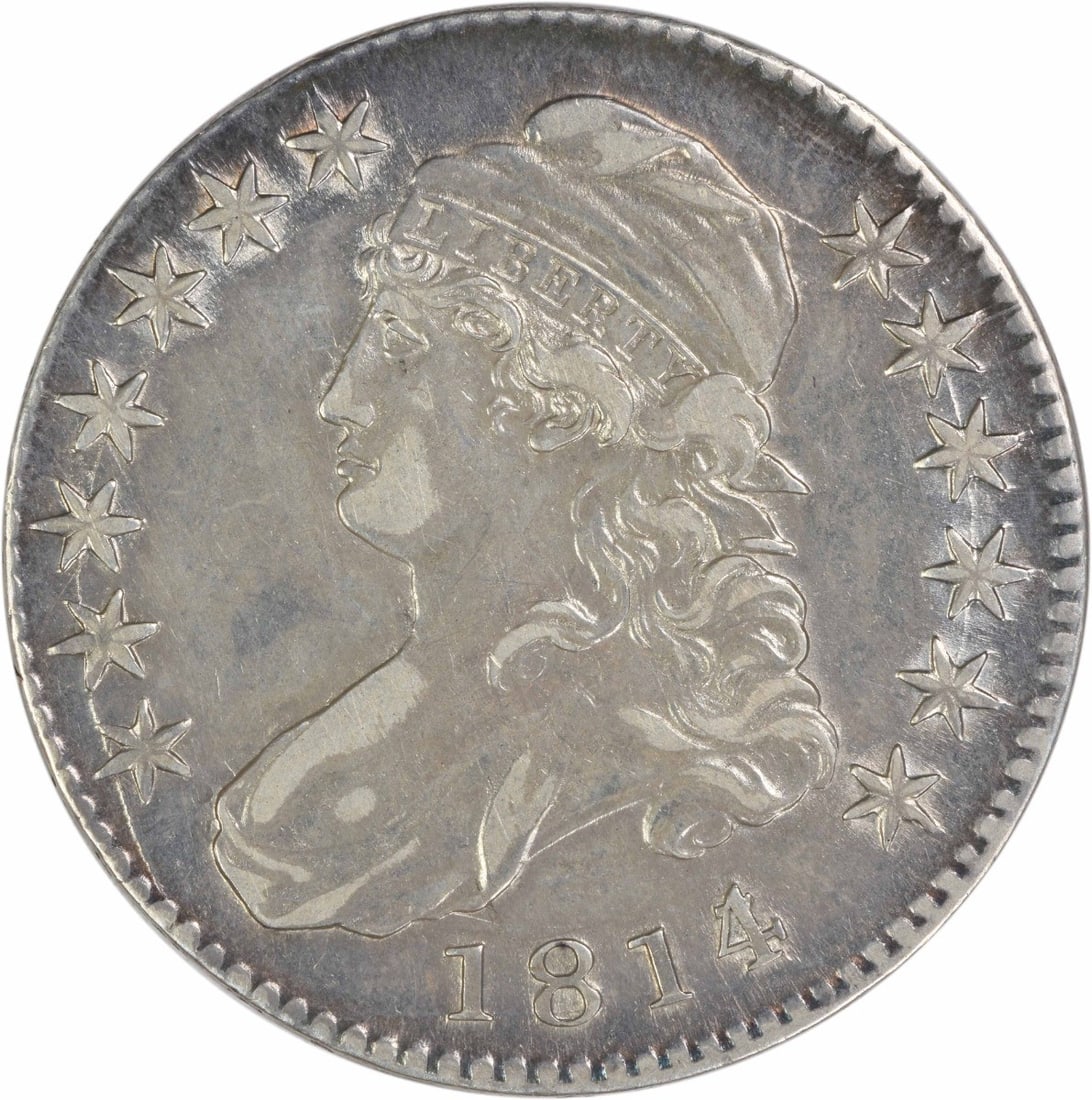 1814 Overdate Bust Half Dollar EF Philadelphia Uncertified Silver Coin (1 of 2)