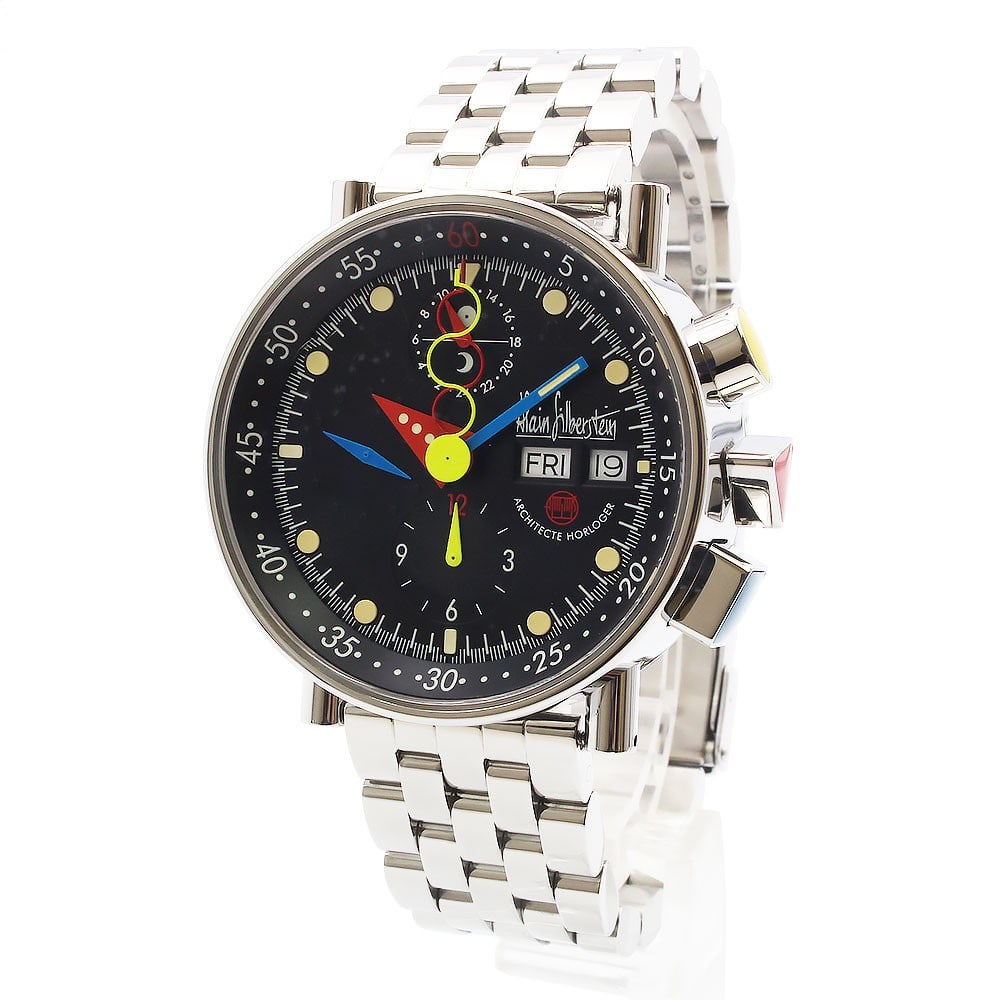 Alain Silberstein LWO5100 Automatic Stainless Steel Chronograph Watch: Alain Silberstein LWO5100 Automatic Stainless Steel Chronograph Watch This Alain Silberstein Chronobauhaus Day-Date Chronograph LWO5100 is a distinctive men's wristwatch crafted in Switzerland. Featur