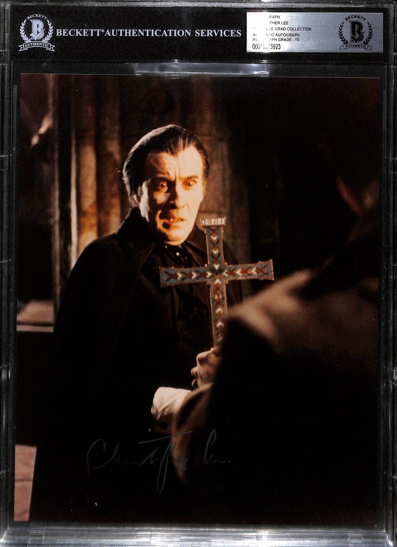 Beckett Slabbed Christopher Lee Dracula 8x10 Signed Photo Auto Grade 10 (1 of 1)