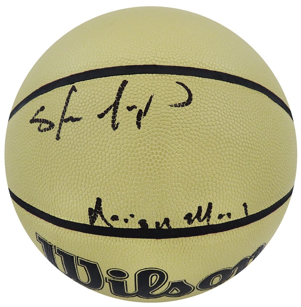 Shawn Kemp Signed Wilson Gold NBA Basketball with Reign Man Inscription (1 of 1)