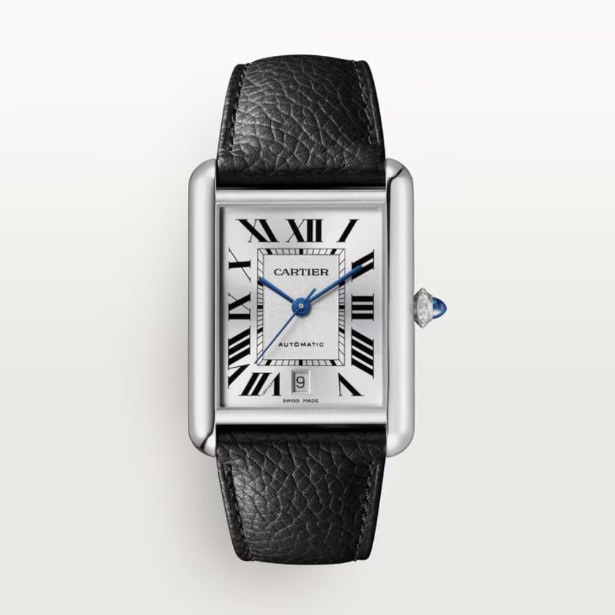 Tank Must XL Silver Roman Dial Unisex Watch Ref 4490/WSTA0040 with Card: Tank Must XL Silver Roman Dial Unisex Watch Ref 4490/WSTA0040 with Card The Cartier Tank Must XL features a silver Roman numeral dial and a fixed bezel, complemented by a leather strap. This unisex ti