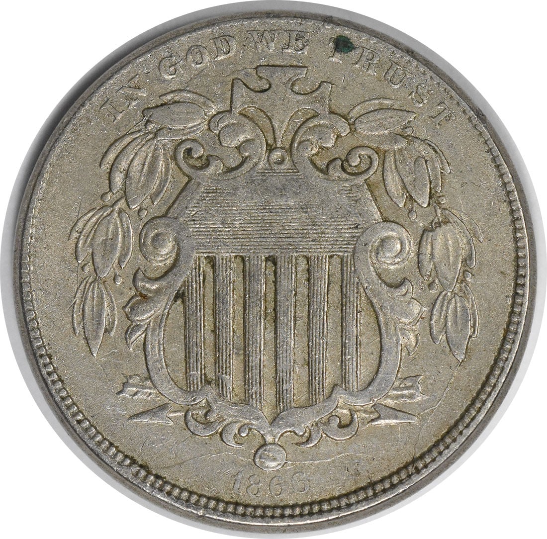 1866 Philadelphia Shield 5C Nickel Coin VF Uncertified (1 of 2)