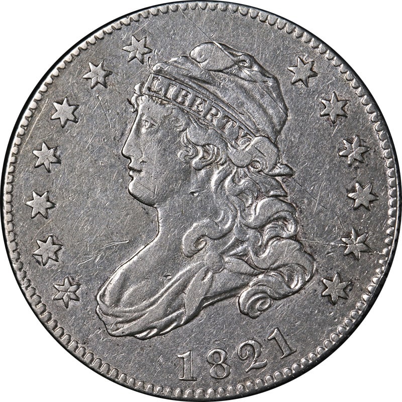 1821 Bust Quarter Choice XF Details Silver Coin with Eye Appeal: 1821 Bust Quarter Choice XF Details Silver Coin with Eye Appeal This 1821 Bust Quarter displays excellent eye appeal and a notable strike, showcasing its historical significance. The coin is composed 
