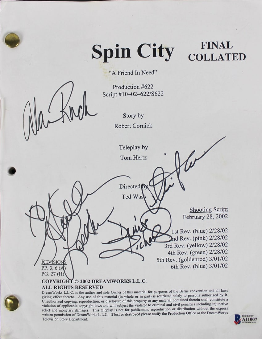 Spin City TV Script Signed by Sheen Richards Locklear Ruck BAS (1 of 9)