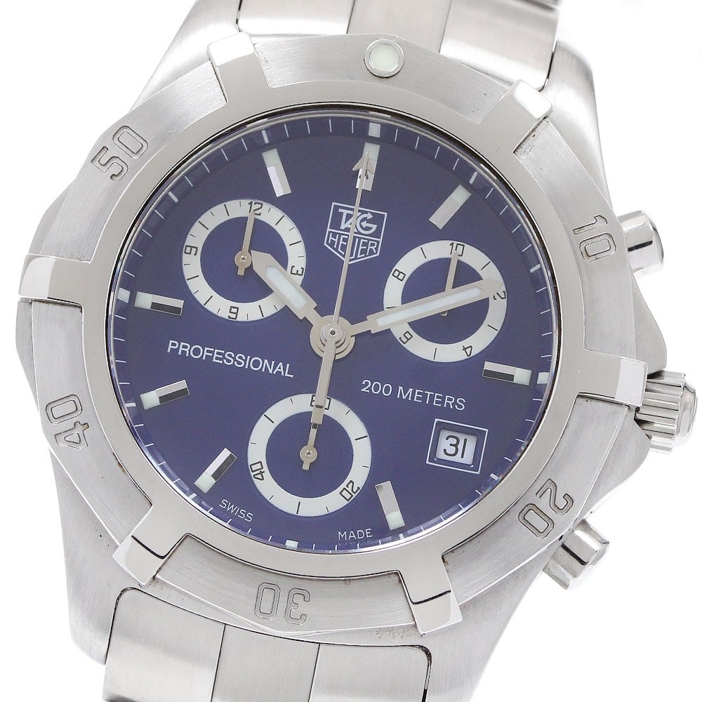 TAG Heuer Exclusive 2000 Quartz Chronograph Date Men's Watch CN111G: TAG Heuer Exclusive 2000 Quartz Chronograph Date Men's Watch CN111G This TAG HEUER Exclusive 2000 Chronograph Date Quartz men's wristwatch features a stainless steel case and band with a blue dial. Th
