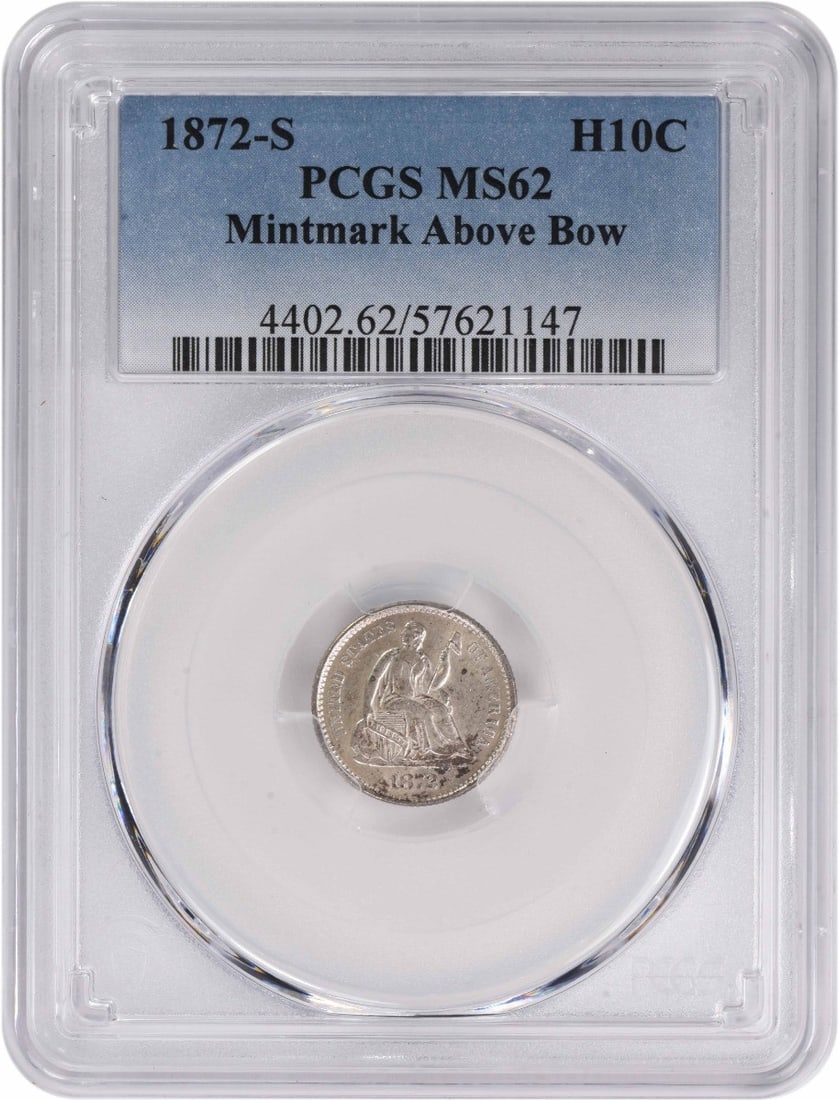 1872-S Liberty Seated Half Dime MS62 Certified PCGS Silver Coin: 1872-S Liberty Seated Half Dime MS62 Certified PCGS Silver Coin This stunning 1872-S Liberty Seated Silver Half Dime, certified by PCGS, is a remarkable piece for collectors. Struck in San Francisco, 