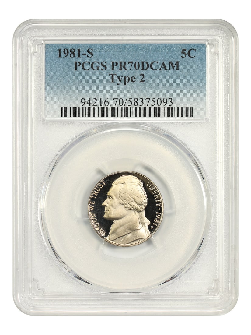 PCGS PR70DCAM Type 2 1981 S Jefferson 5C Nickel (1 of 4)