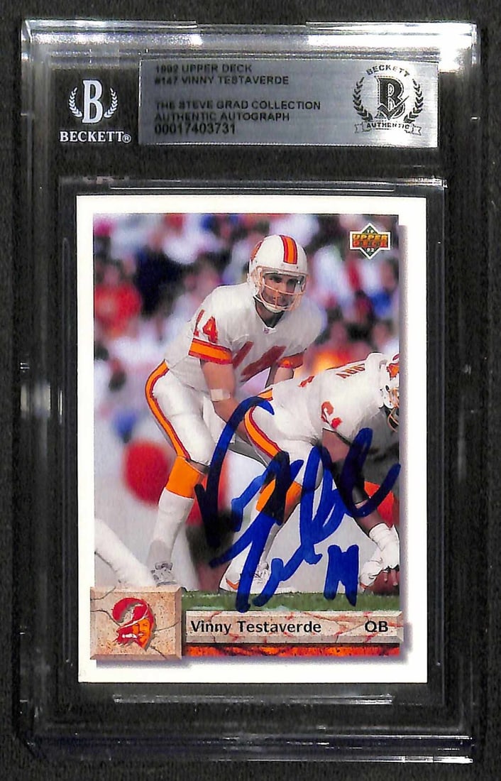 Vinny Testaverde Signed 1992 Upper Deck #147 Card Beckett Authenticated (1 of 1)