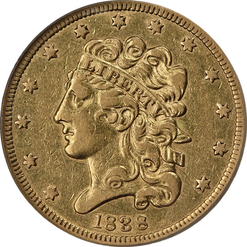 1838 Philadelphia Classic Head $5 Gold Half Eagle XF (1 of 4)
