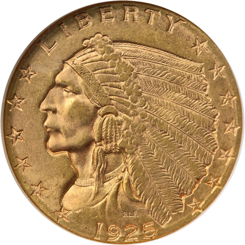 1925-D Indian Head $2.50 Gold Coin NGC MS63 CAC Sticker: 1925-D Indian Head $2.50 Gold Coin NGC MS63 CAC Sticker This 1925-D Indian Gold $2.50 coin is certified by NGC with a grade of MS63 and features a CAC sticker. The coin is uncirculated, showcasing sup