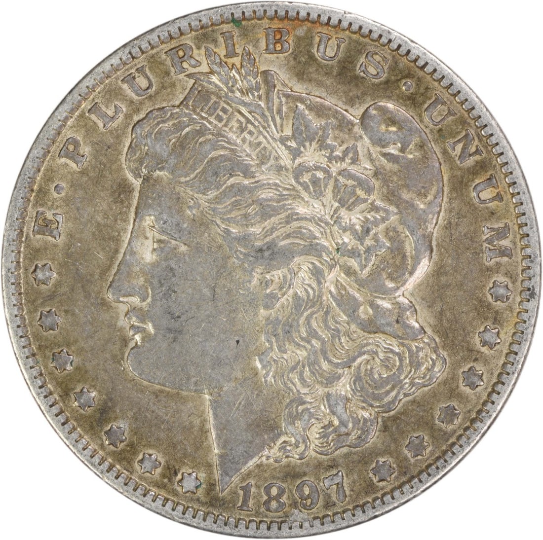 1897 New Orleans Morgan Dollar 90 Percent Silver EF Uncertified: 1897 New Orleans Morgan Dollar 90 Percent Silver EF Uncertified This is an 1897-O Morgan Silver Dollar from the United States, featuring a composition of 90% silver and 10% copper. Minted in New Orlea