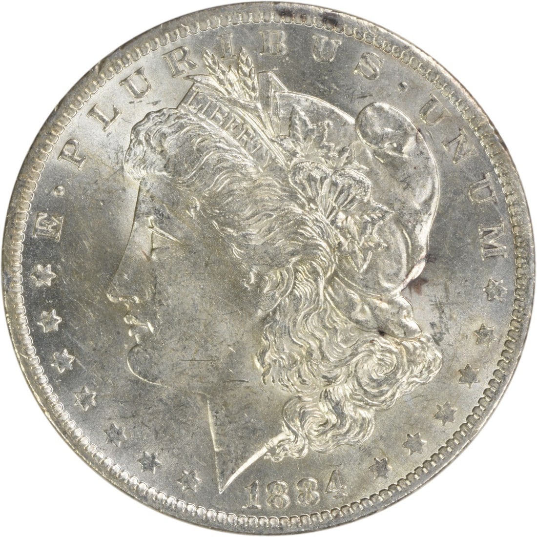 Uncirculated 1884-O Silver Dollar Morgan Choice BU Uncertified: Uncirculated 1884-O Silver Dollar Morgan Choice BU Uncertified This is an 1884-O Morgan Silver Dollar featuring the New Orleans mint mark. The coin is composed of silver and is graded as Choice Brilli