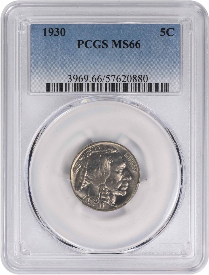 PCGS MS66 1930 Buffalo 5C Nickel: PCGS MS66 1930 Buffalo 5C Nickel This is a 1930 Buffalo Nickel from the United States, graded MS66 by PCGS. The coin is uncirculated and features the classic Buffalo design. It is composed of nickel a