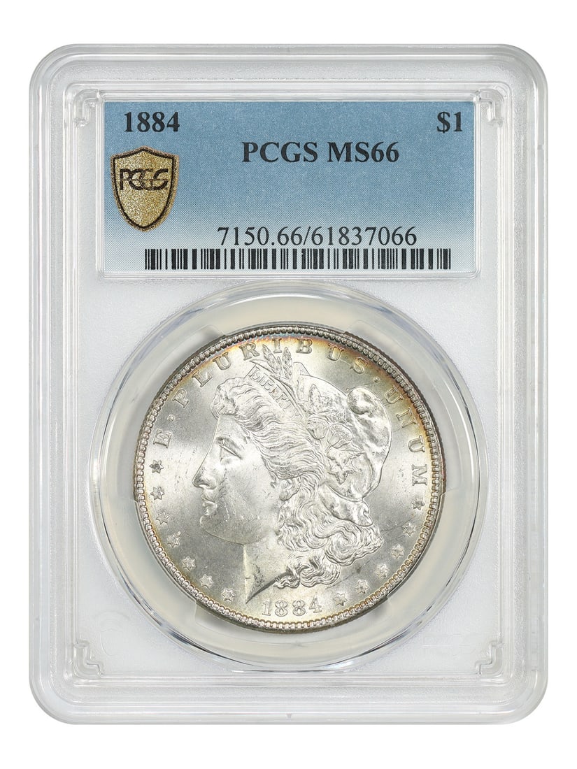 1884 Morgan Dollar $1 PCGS MS66 Philadelphia Mint Better Date: 1884 Morgan Dollar $1 PCGS MS66 Philadelphia Mint Better Date 1884 Morgan Dollar $1 from the Philadelphia Mint, certified by PCGS and graded MS66. This pre-owned coin is described as a slightly better