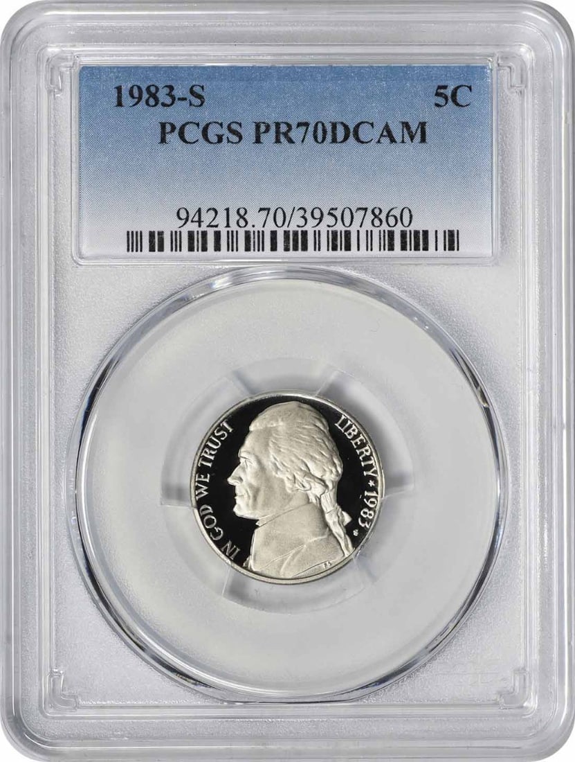 1983-S Jefferson Nickel PR70DCAM PCGS Uncirculated Coin (1 of 2)