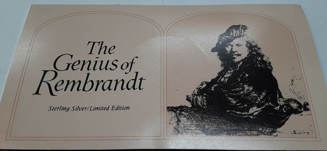 Sterling Silver Genius of Rembrandt Medal Jan Uytenbogaert Proof in Card: Sterling Silver Genius of Rembrandt Medal Jan Uytenbogaert Proof in Card This is a Franklin Mint Genius of Rembrandt proof medal, crafted in .925 sterling silver. Issued between 1972 and 1976 as part 