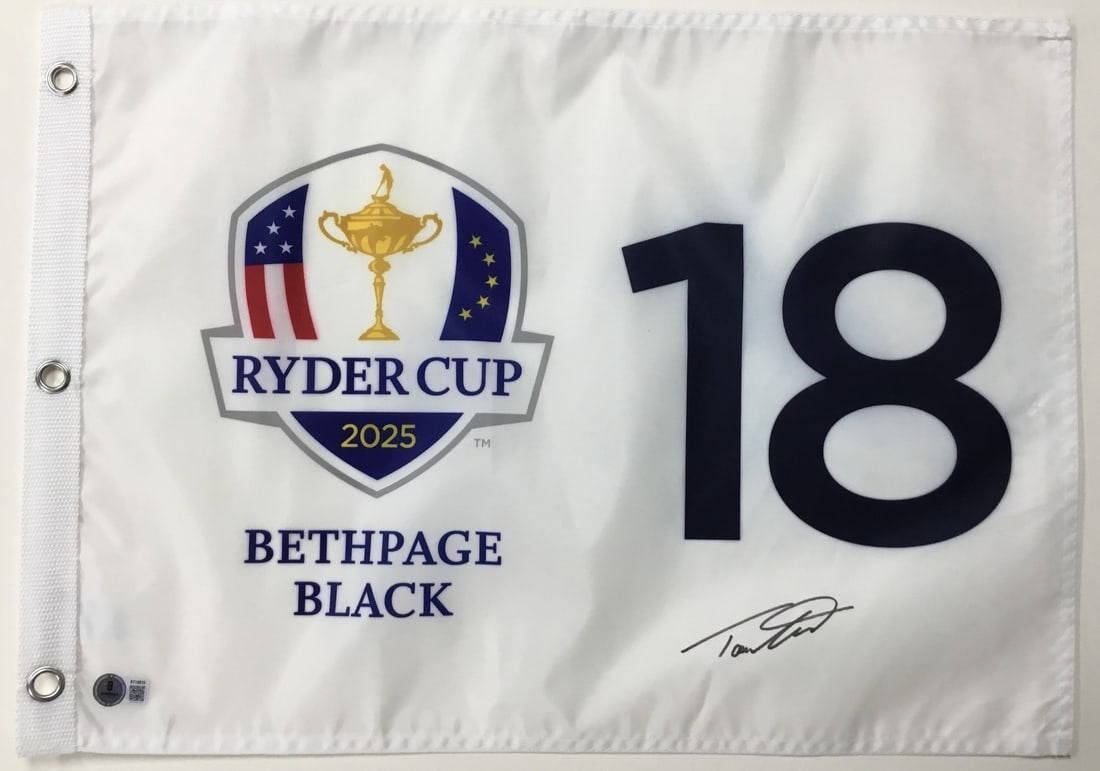 Tommy Fleetwood Signed 2025 Ryder Cup Pin Flag Beckett Authenticated (1 of 4)