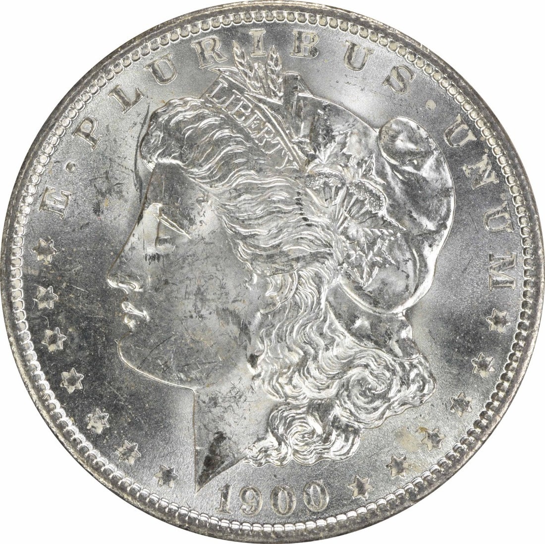 1900-O Morgan Dollar Choice BU Uncertified Silver: 1900-O Morgan Dollar Choice BU Uncertified Silver This is a 1900-O Morgan Silver Dollar in Choice Brilliant Uncirculated (BU) condition. The coin is composed of silver and remains uncertified. It feat