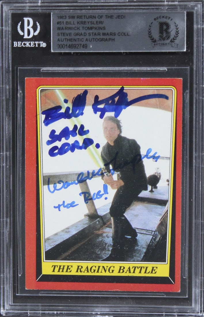 Bill Kreysler Alan Tompkins Signed Star Wars Card 1983 Return of the Jedi Beckett Authenticated (1 of 2)