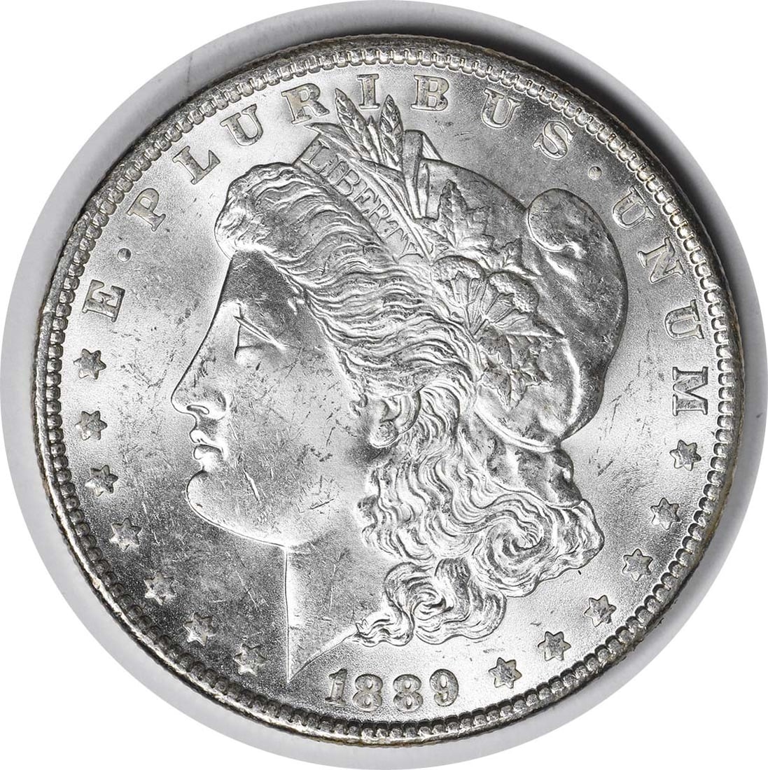Choice BU 1889 Morgan Silver Dollar VAM 16 Uncertified Uncirculated: Choice BU 1889 Morgan Silver Dollar VAM 16 Uncertified Uncirculated This 1889 Morgan Silver Dollar is a VAM 16 variety, featuring the iconic design and minted without a mint mark. The coin is composed