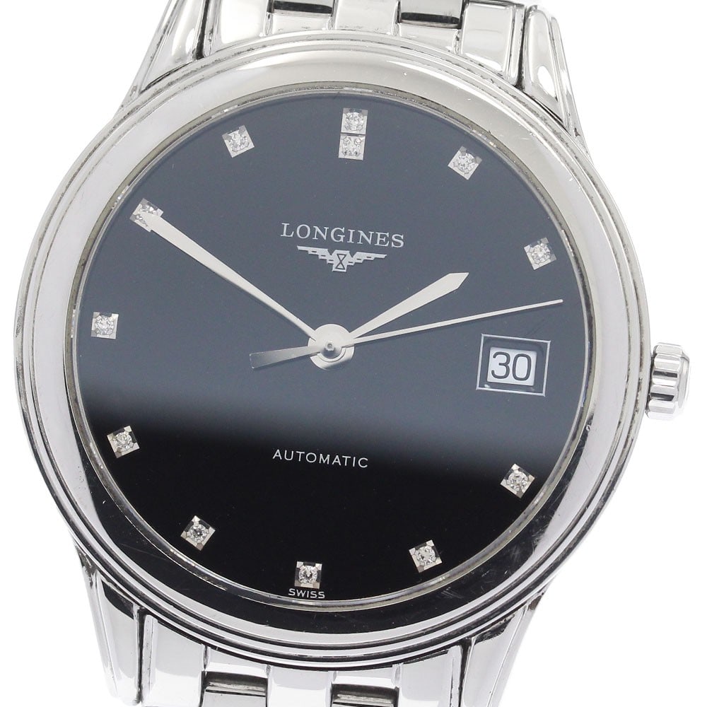 Longines Flagship Date Automatic Men's Stainless Steel Watch: Longines Flagship Date Automatic Men's Stainless Steel Watch This Longines Flagship Date men's wristwatch, model L4.774.4, features a classic design with a stainless steel case and bracelet and a blac
