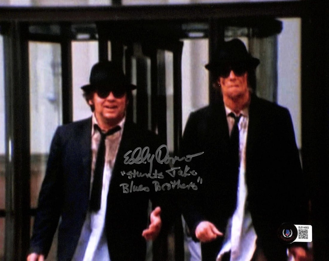 Beckett Authenticated Eddie Donno Blues Brothers 8x10 Autographed Photo: Beckett Authenticated Eddie Donno Blues Brothers 8x10 Autographed Photo This is a signed 8x10-inch photograph from the classic comedy film The Blues Brothers, featuring an image of the iconic suited d