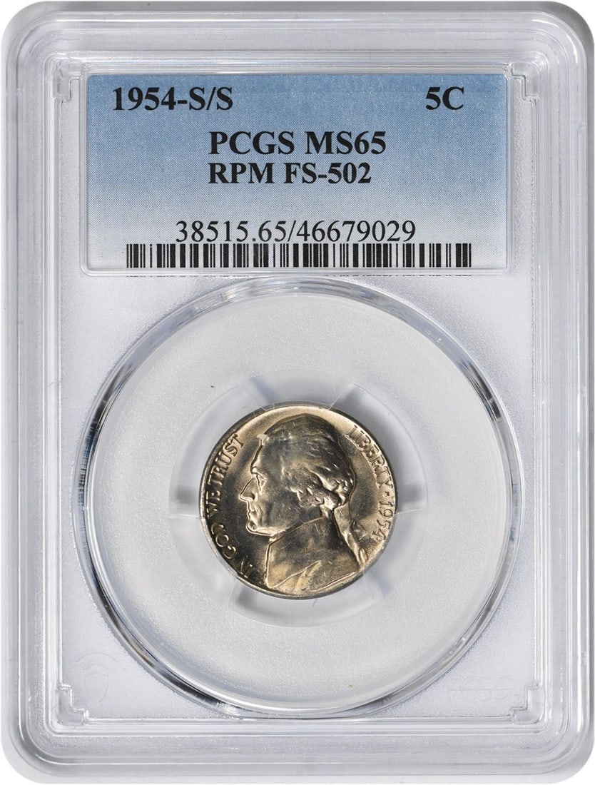 1954-S/S Jefferson Nickel MS65 PCGS Uncirculated San Francisco (1 of 2)