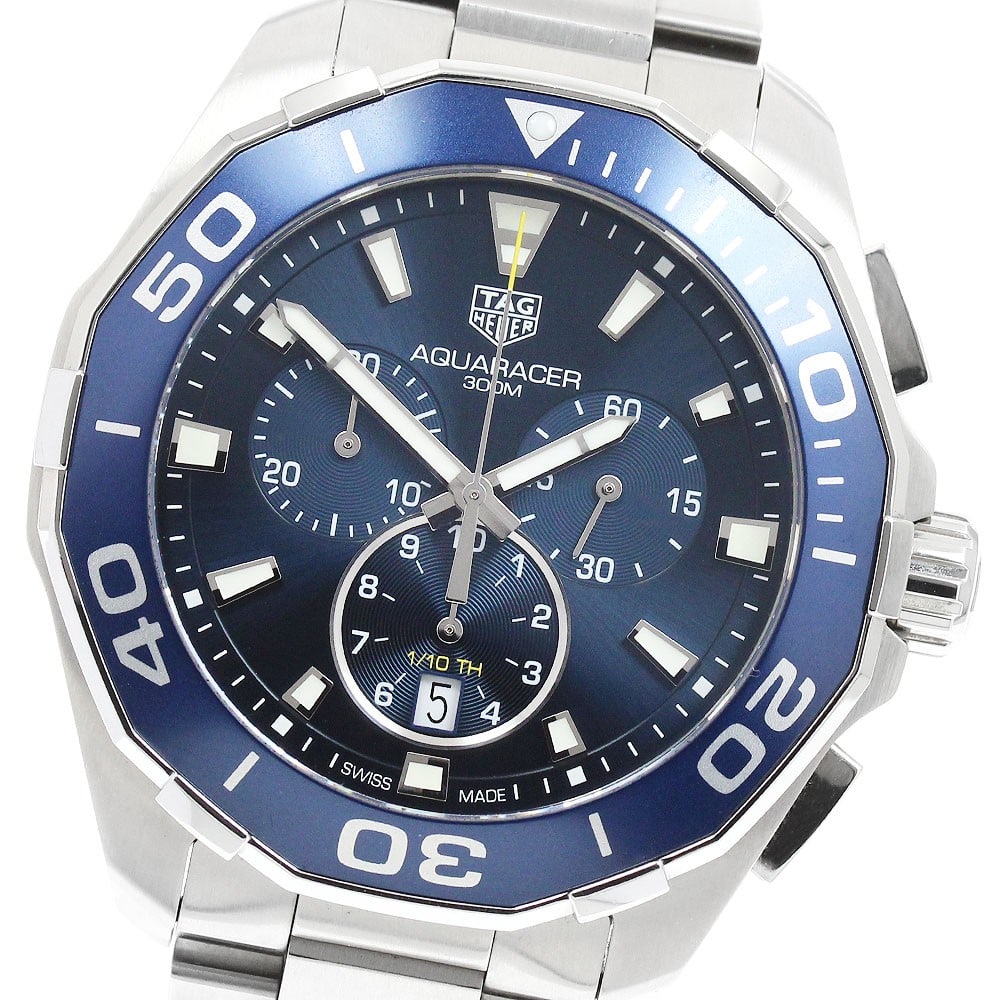 TAG HEUER Aquaracer CAY111B.BA0927 mens quartz chronograph watch: TAG HEUER Aquaracer CAY111B.BA0927 mens quartz chronograph watch TAG Heuer Aquaracer Chronograph Date quartz men's wristwatch, pre-owned and made in Switzerland. The watch is identified as model CAY11
