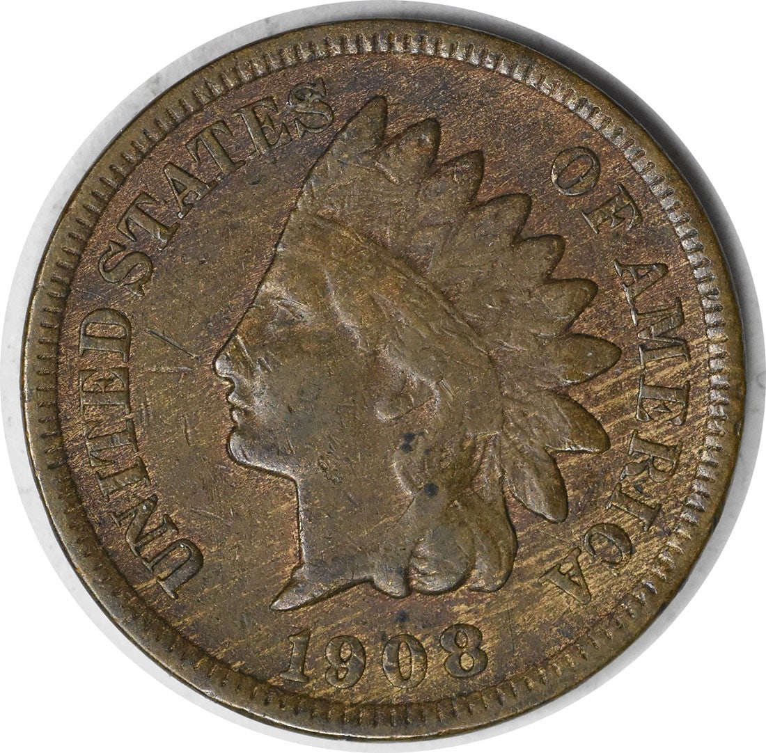 1908 S Indian Head Copper Small Cent Fine Uncertified: 1908 S Indian Head Copper Small Cent Fine Uncertified This is a 1908-S Indian Head Cent from the United States. The coin is composed of copper and is in Fine (F) circulated condition. It is uncertifie