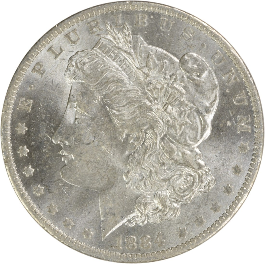 Uncirculated 1884 O Silver Dollar Morgan Choice BU Uncertified: Uncirculated 1884 O Silver Dollar Morgan Choice BU Uncertified This is an 1884-O Morgan Silver Dollar from the United States, featuring a choice brilliant uncirculated condition. The coin is composed 