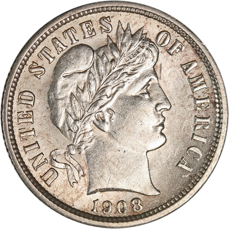 1908 Silver Dime from Philadelphia Barber Series (1 of 2)