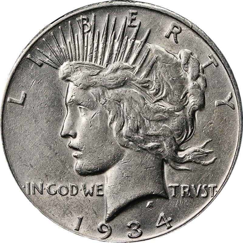 1934 San Francisco Peace Silver Dollar AU Attractive Eye Appeal (1 of 2)