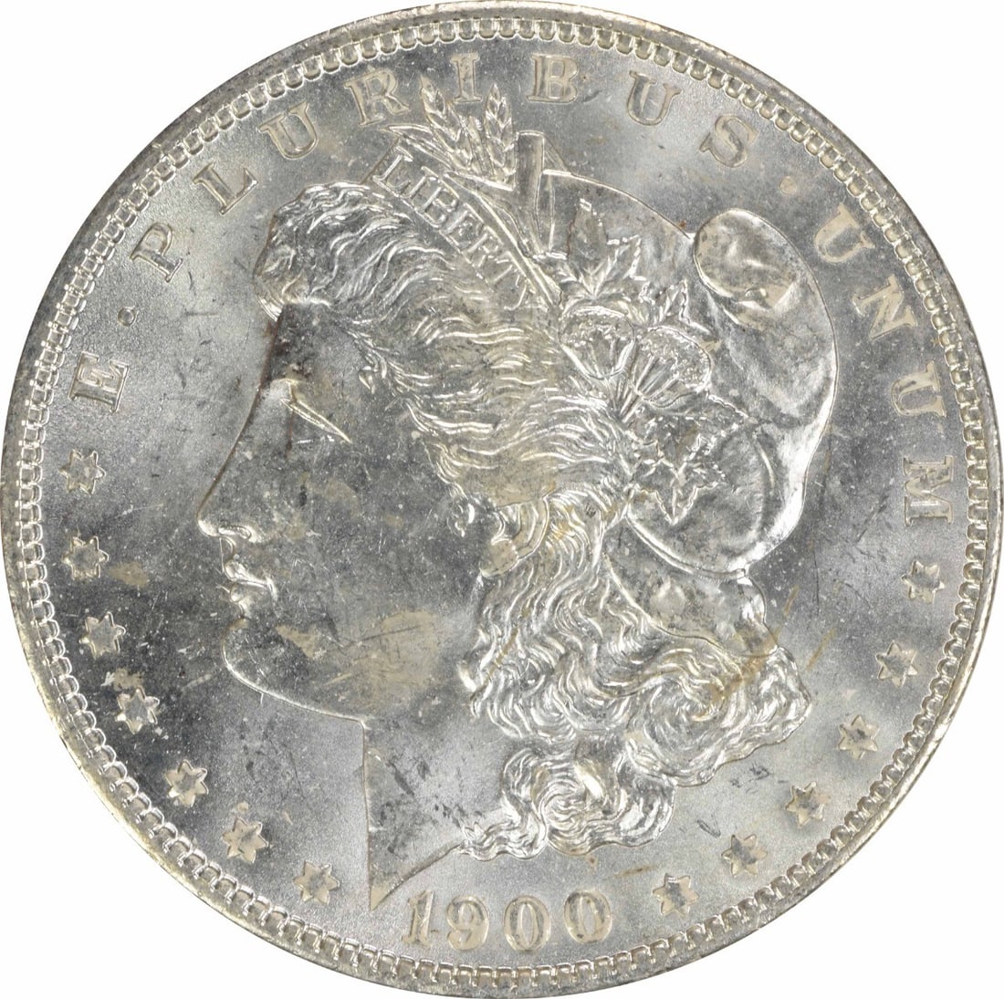 Choice BU 1900 O Morgan Dollar Uncirculated Silver Coin Uncertified: Choice BU 1900 O Morgan Dollar Uncirculated Silver Coin Uncertified This is an uncirculated 1900-O Morgan Silver Dollar, graded as Choice BU. Minted in New Orleans, this pre-owned coin is composed of 